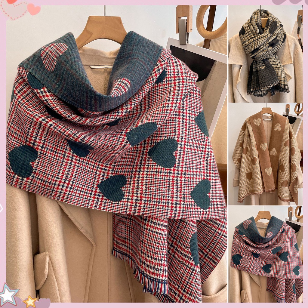 [LK] Imitação De Franja Cashmere Lenço Térmico Macio Cachecol Feminino ...