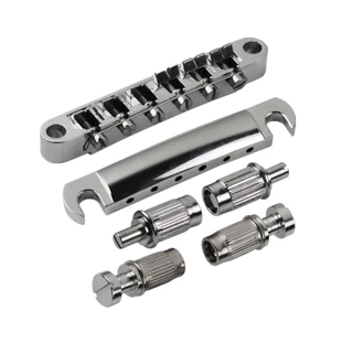 Conjunto FLEOR De Ponte De Guitarra Elétrica Tune-O-Matic E Peça De Cauda Para Peças Estilo LP SG , Cromado/Preto