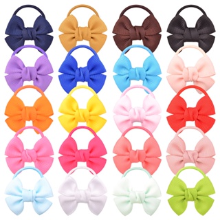 20Pieces/set Baby Colorful Mini Solid Hair Bows Recém-Nascido Decoração Faixa De Cabelo Elástica Kids Accessories