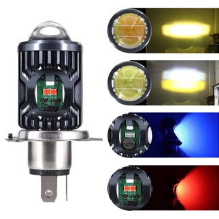 4colores H4 LED Moto H6 BA20D P15D Lâmpadas De Teto De Motocicleta Lente Amarela Azul Vermelha Oi Lo Lâmpada