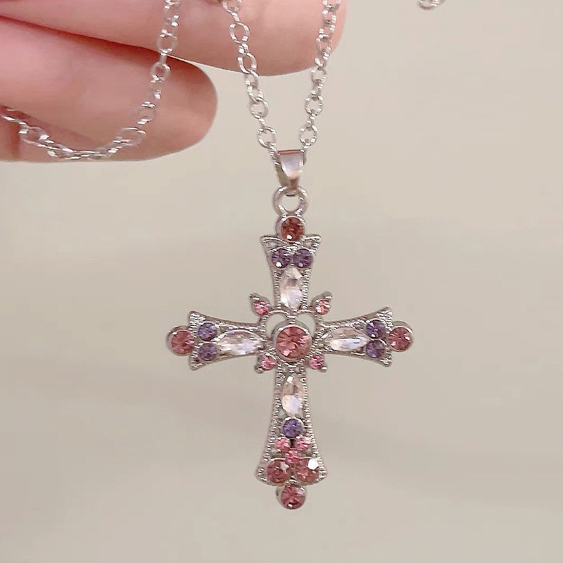 Moda Feminina Jóias Liga De Rhinestone Colar Pingente Cruz Do Coração