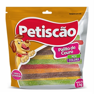 Osso Cães Petiscão Palito de Couro Colorido Misto 8mm - 1kg