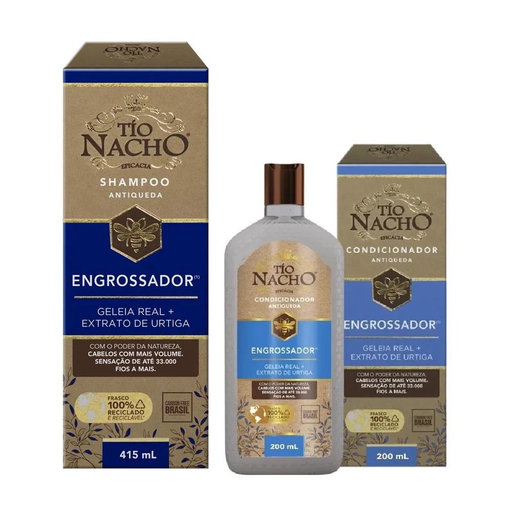 Antiqueda Engrossador Tio Nacho Shampoo 415 + Cond 200 ml | Shopee Brasil