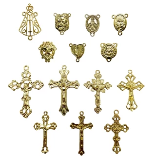 Kit 20 Entremeios + 20 Crucifixos Para Terço Dourado Alta Qualidade