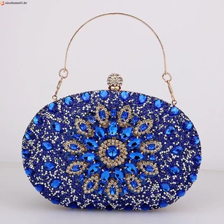 Banquete Oval Saco De Embreagem De Luxo Rhinestone Glitter Para Festa De Casamento
