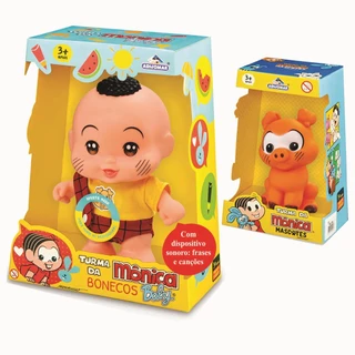 KIT Boneco + Mascote Turma da Mônica Baby Cascão +Chovinista
