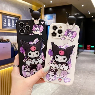 Compatível Para iPhone 15 14 Pro Max 13 12 mini 6S 6 7 8 Plus 11 XR XS SE 2020 Com Suporte Estojo Tridimensional Boneca Kuromi