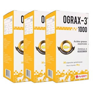 Combo 3 Ograx-3 Suplemento Nutricional Cães E Gatos 1000mg