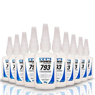 Kit Jogo 10 Adesivo Cola Instantâneo 793 50g Bico Antientupimento Tek Bond Cola Tudo Reparo Rápido em Oferta na Shopee