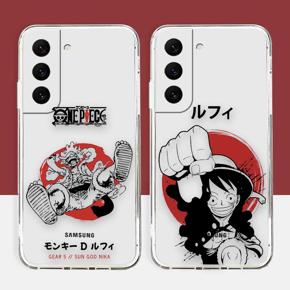 Anime One Piece Gear 5 Macaco D Luffy Caixa De Telefone Transparente Para Samsung Galaxy S22 S21 FE S20 S10 Nota20 10 Ultra Plus Pro A73 A72 A71 A53 A52 A51 A50 A42 A33 A30 A20