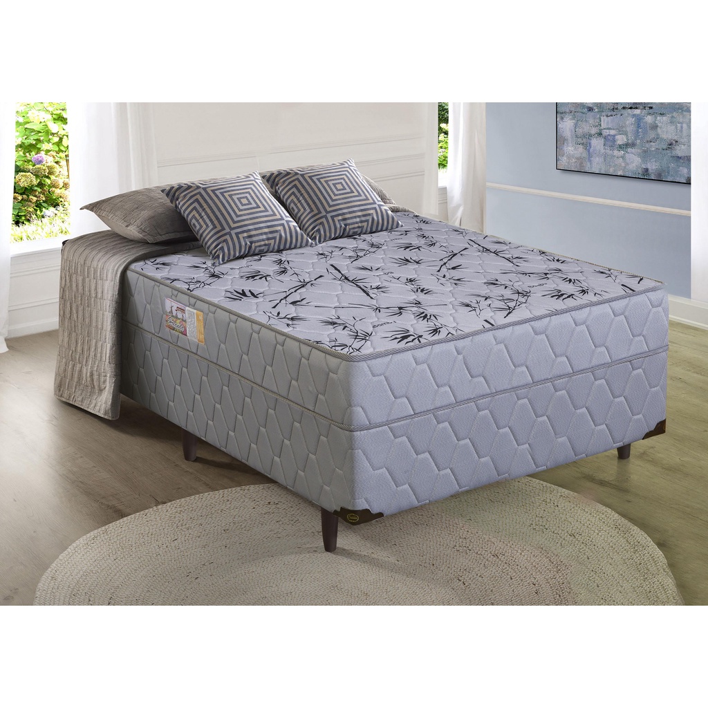 Cama box D28 Holanda Casal Ortopédico 138x188x51 cinza - Sofá Casa