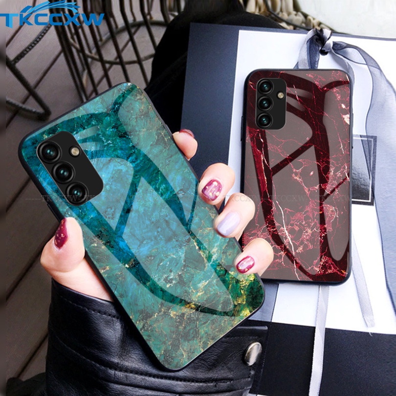 Para Samsung S21 FE A54 A34 A14 A13 M13 5G M23 Capa De Mármore Padrão De Vidro Temperado Telefone Rígida