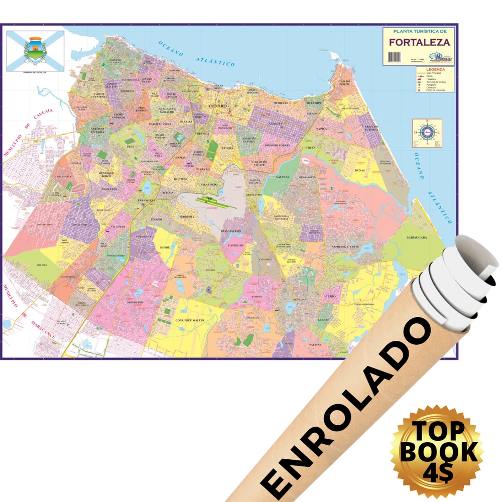 Mapa Cidade De Fortaleza Politico Poster Geográfico Gigante | Shopee Brasil