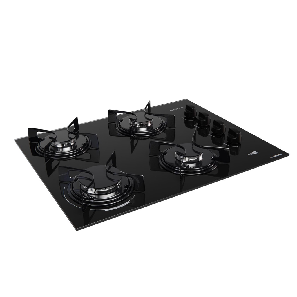 Cooktop 4 Bocas Preto com Mesa de Vidro Atlas Agile Up Bivolt