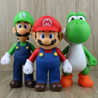 3 Pcs 10CM Super Mario Bros Ação Figura De Em PVC Luigi Yoshi Boneca De Brinquedo Topper