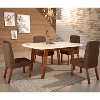 Conjunto Mesa De Jantar Bom Pastor Firenzze 4 Cadeiras Vigor