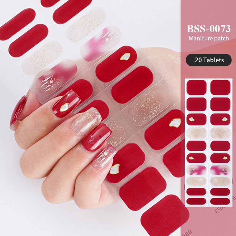 20Tips/Sheet Semi-Cured Gel Nail Strips Patch Sliders Adesivo À Prova D'água De Longa Duração Cobertura Total De Stcikers UV Lamp Necessidade