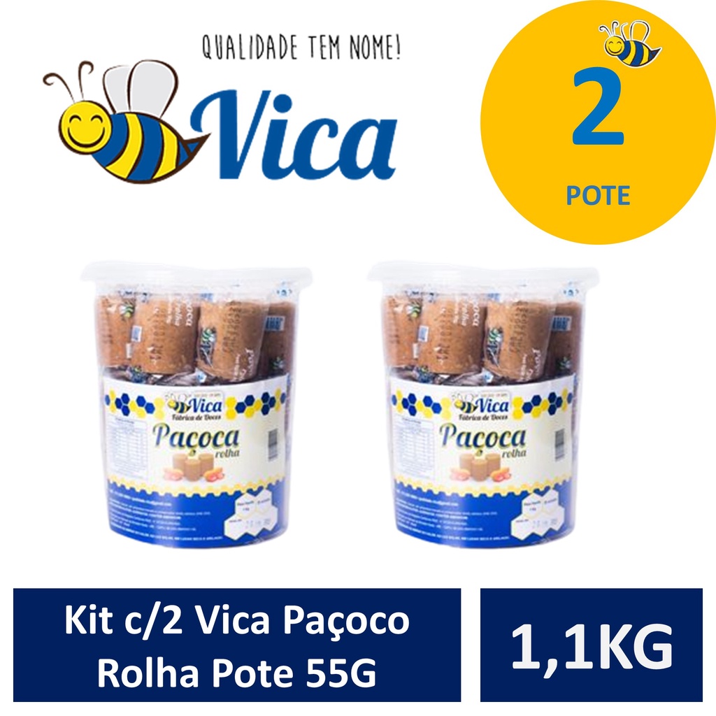 Kit c/2 Vica Paçoco Rolha Pote 1,1 kG | Shopee Brasil