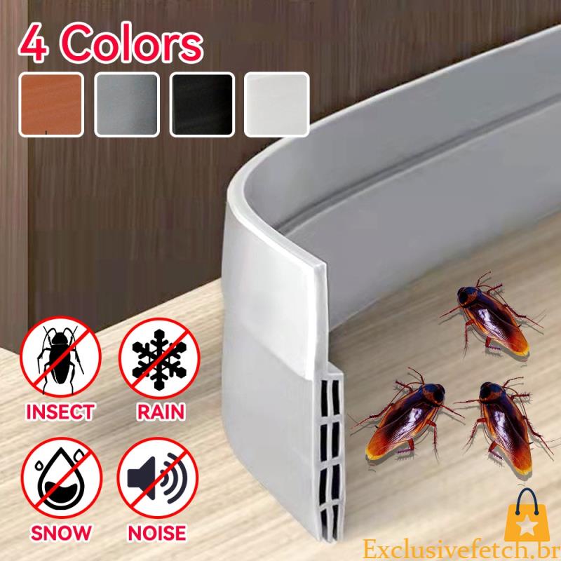 Protetor de Porta Impermeável Veda Porta Ajustável 500cm Preto Ideal Contra Poeira, Sujeira
