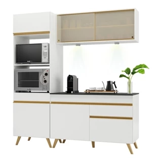Cozinha Compacta 3 peças com Leds MP2020 Veneza Up Multimóveis Branca