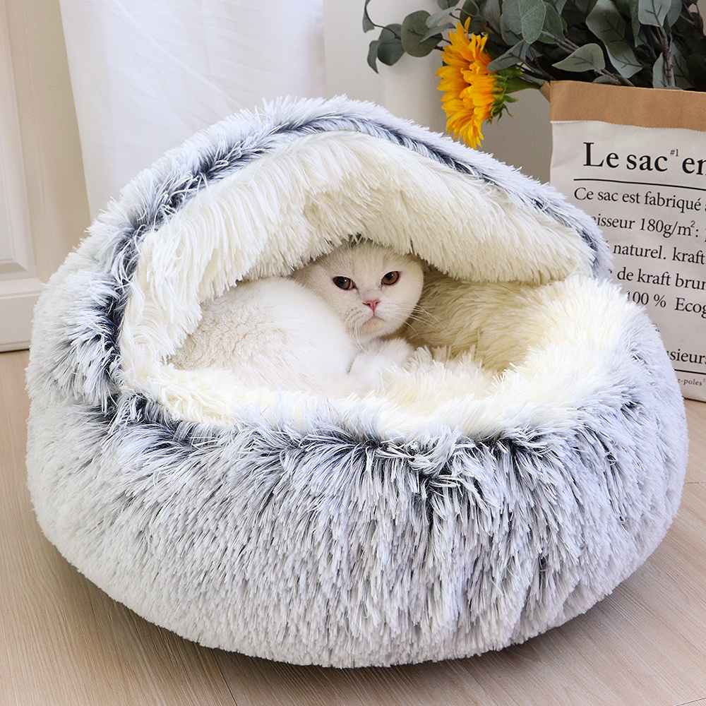 Nova cama de cachorro quente gato tapete redonda casa de pelúcia sofá macio dormir cesta para cães gatos ninho 2 em 1 cama pet coxim suprimentos