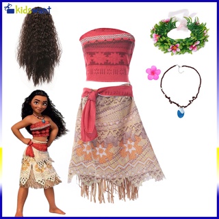 Disney Moana Princess Vaiana Dress para crianças, roupas Cosplay para  meninas, festa de aniversário infantil com