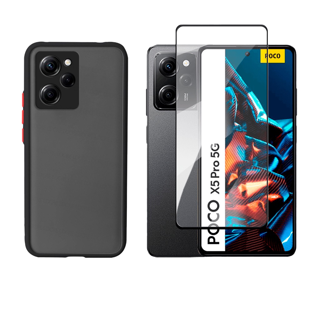 Capa Fosca Ant Impacto Para Xiaomi Poco X5 Pro 5G + Pelicula Vidro