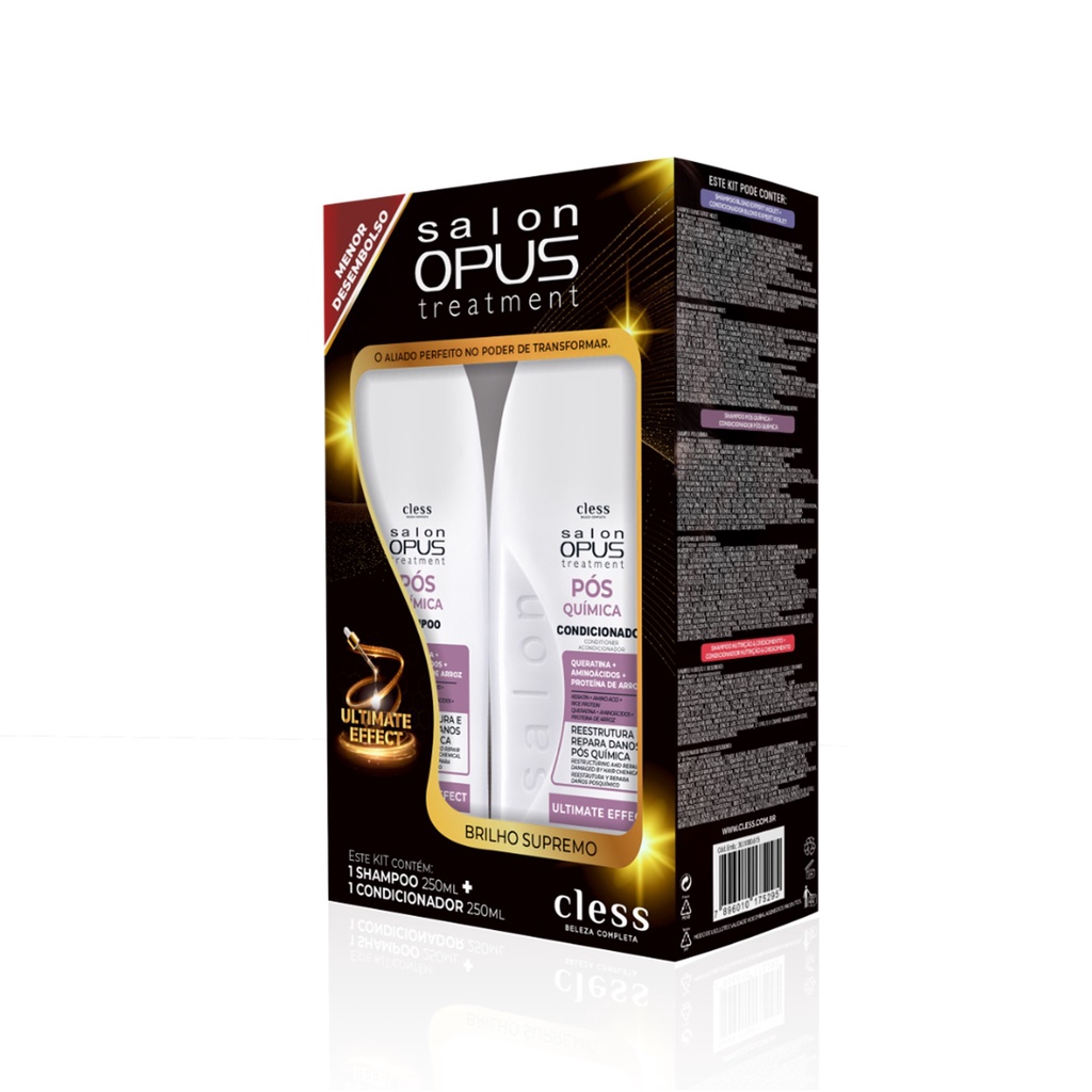 KIT SHAMPOO E CONDICIONADOR CLESS SALON OPUS PÓS QUIMICA - 250ML ...