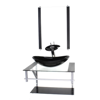 GABINETE DE VIDRO PARA BANHEIRO 60CM AC CUBA OVAL PRETO