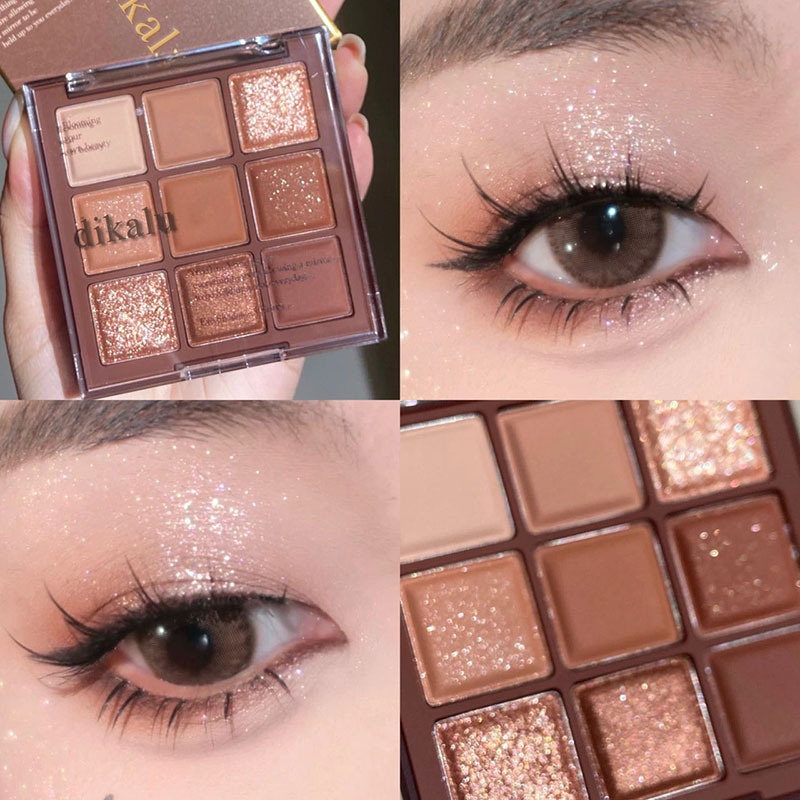Dikalu Nove Cores Sombra De Olho Placa/Paleta De Cor Fosca Perolada/flash/chocolate Brilhante