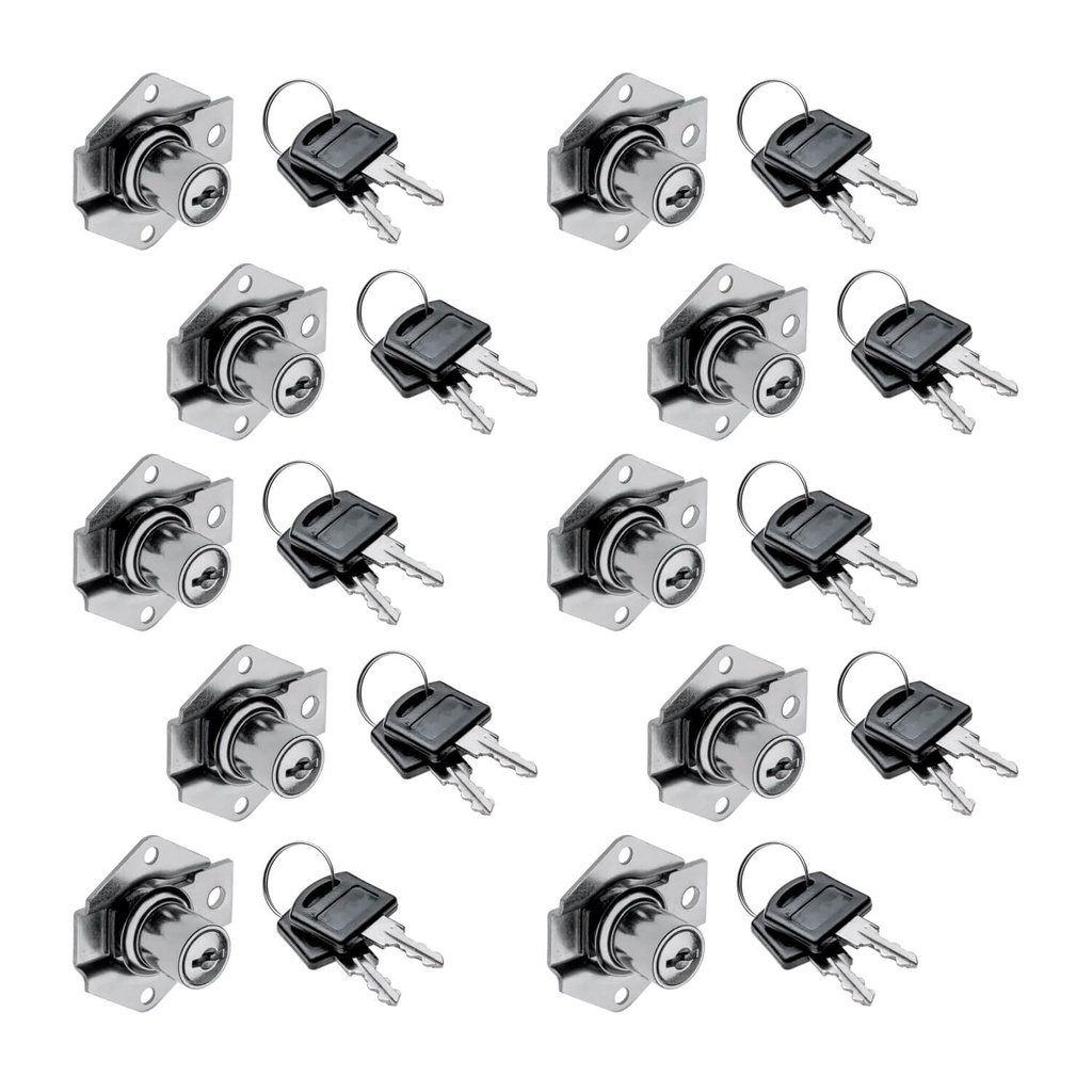 10x Fechaduras 22mm Porta Gaveta Armário Móveis 2 Key