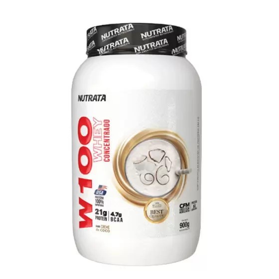 Whey Protein Concentrado 100% W100 Pote 900g Creme de Coco – Nutrata