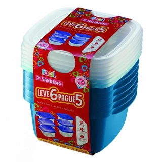Kit de Potes Sanremo SR125/8C Quadrado com Tampa 800ml