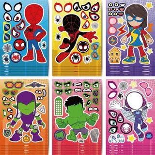 12pcs/Lot Spidey E Seus Amigos Incríveis Faça Seu Próprio Rosto Quebra-Cabeça De Brinquedos Infantis