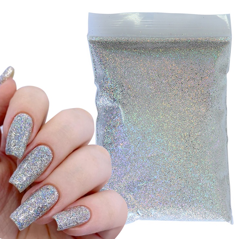 50g Pó De Pigmento Holográfico Cintilante Ouro Prata Glitter Laser Ultra Fino Arte De Unhas A Granel Decorações Lantejoulas Deslumbrantes
