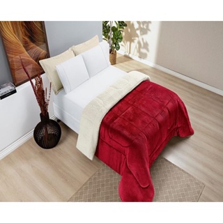 COBERDROM Casal Everest Sherpa Manta La Carneiro VERMELHO GROSSO QUENTE FRIO