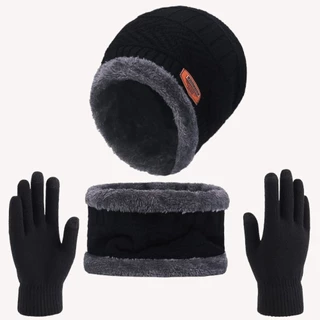 Touca de Frio Forrada + Gola Forrada + Luva - Masculina e Feminina Kit Inverno