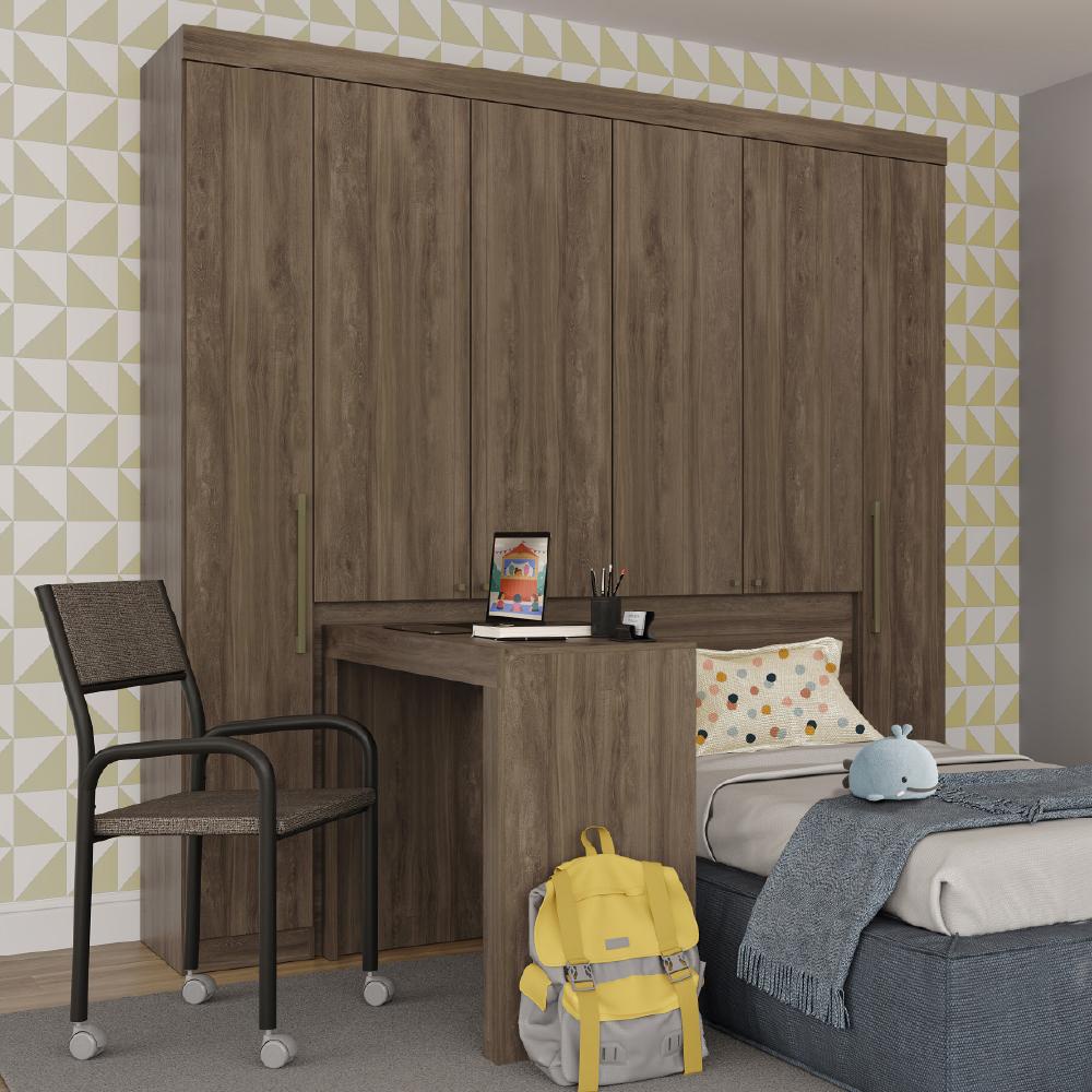 Guarda Roupa Infantil 6 Portas com Escrivaninha Vega Legno com ...