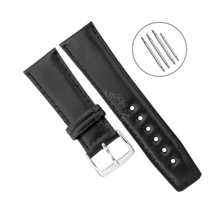 Pulseira de Couro Para Relógio de Pulso, Pulseira de Couro Preta Fivela Prata Para Relógio 18mm 20mm 22mm 24mm 26mm