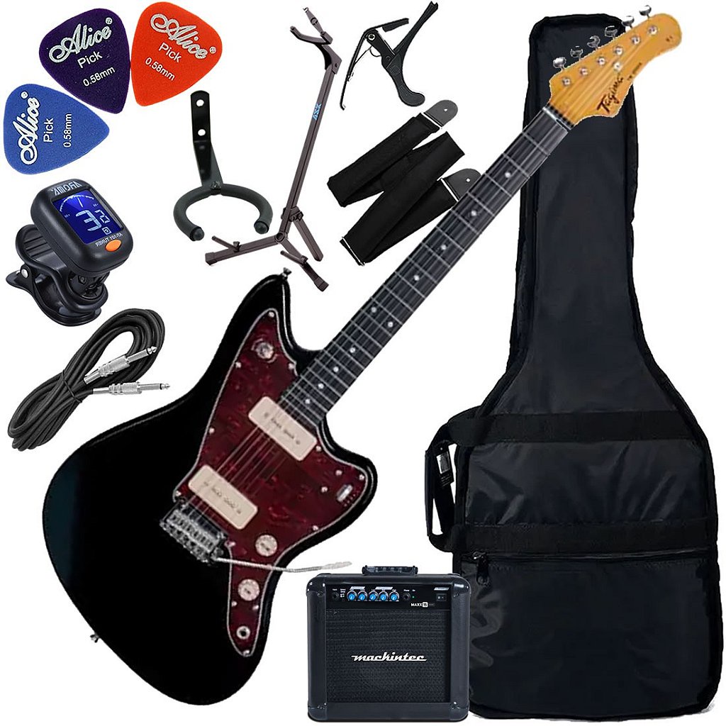 Kit Guitarra Tagima Jazzmaster TW 61 BK Preta Woodstock GX03 | Shopee ...