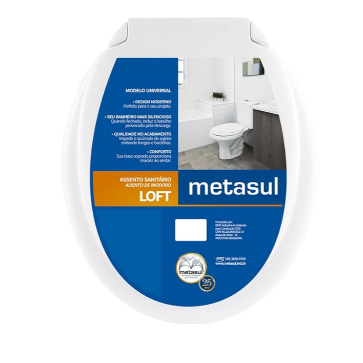 Assento Sanitário Oval Simples Loft Metasul Branco