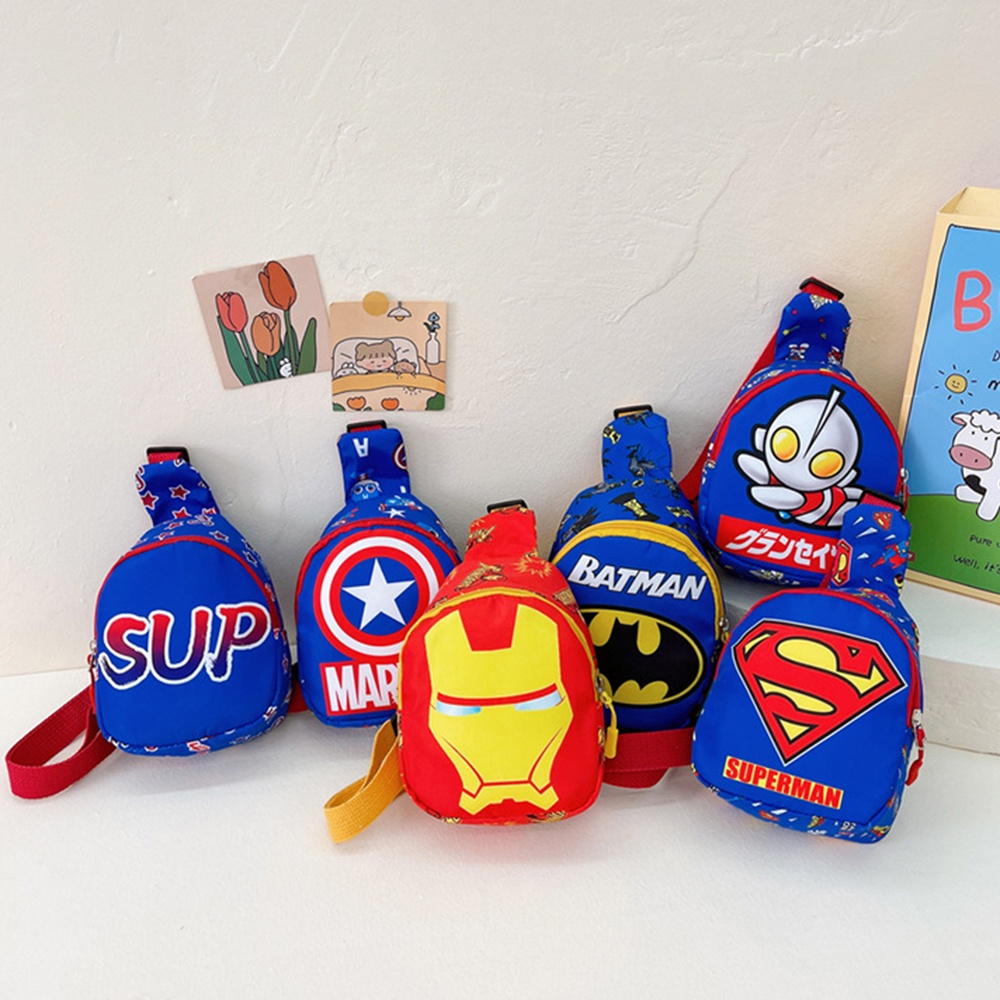 Mochila Casual Leve Marvel Kid's Chest Bag Homem De Ferro Batman Super-Saco Ultraman Boy One Shoulder Messenger