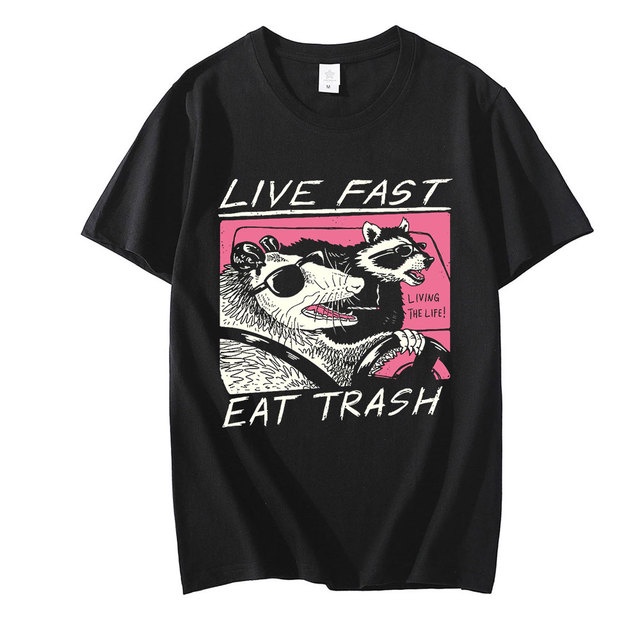 Camiseta Básica Live Fast Eat Trash