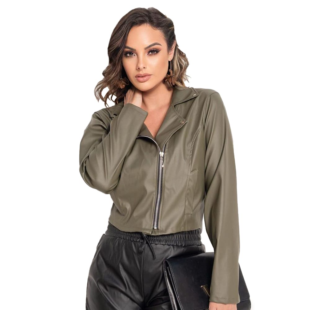 Jaqueta de couro verde hot sale militar