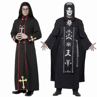 Novo traje de Halloween Casal Feiticeiro Feiticeiro Feiticeiro Vampiro Preto Vampiro cosplay Traje de Fantasia