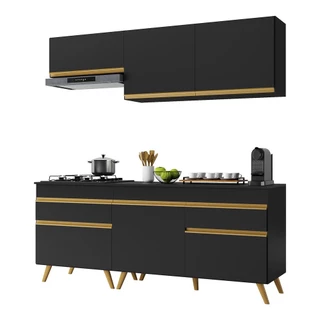 Cozinha Compacta 4 peças c/ Armário e Balcão MP3705 Veneza GB Preta