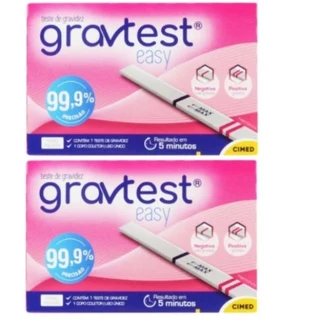 Kit 2 Unidades - Testes de Gravidez | Gravtest Easy Cimed C/ 99% de Precisão em Oferta na Shopee
