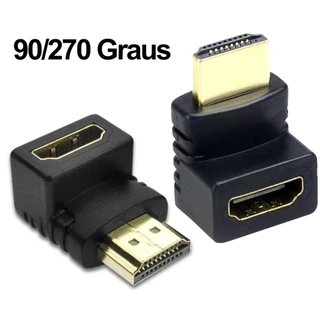 Adaptador Plug Hdmi 90 e 270 Graus Em L Macho Fêmea 1.4 Para Tv Painel