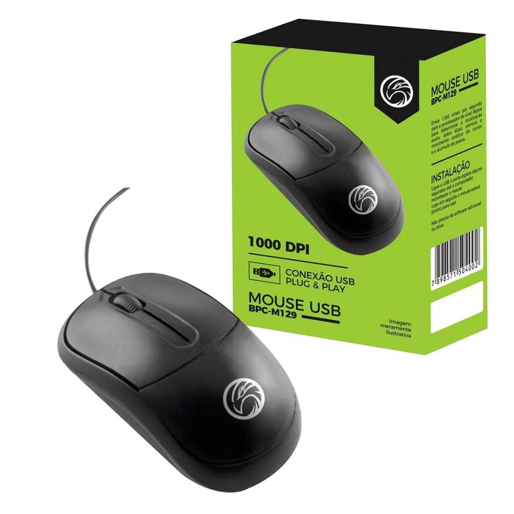 Mouse Óptico USB BrazilPC BPC-M129 - 1000 DPI | Preto | Shopee Brasil