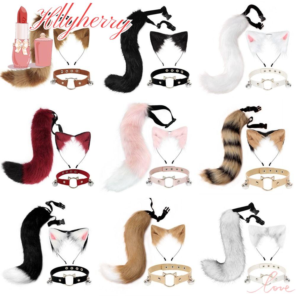 HLLYHERRY Fita De Orelhas De Animais , Cauda De Lobo Raposa Falsa De Pelúcia , Conjunto De Festa De Mascarada Engraçada Para O Dia Das Bru